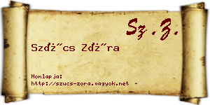 Szűcs Zóra névjegykártya