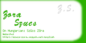 zora szucs business card